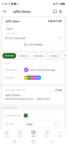 A cabinet job open in the Woodsystems mobile app